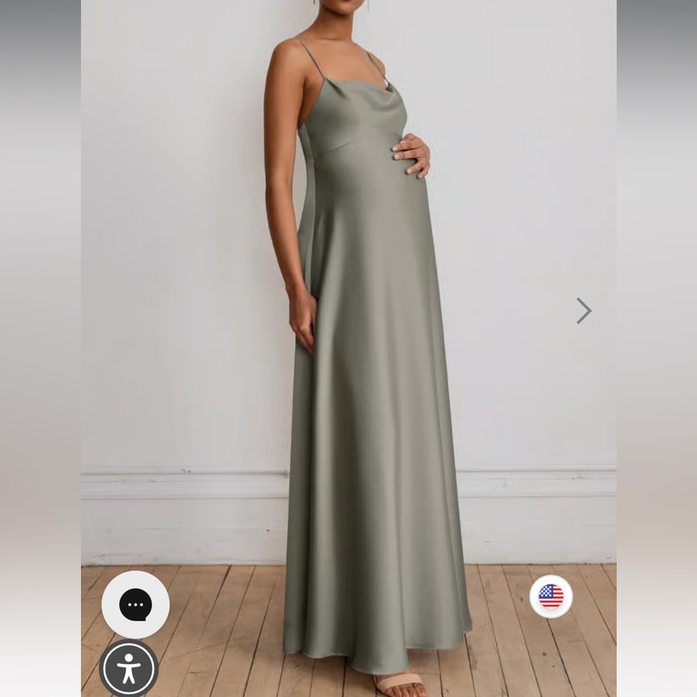 Jenny Yoo Addison Maternity Moss Green Dress Size 8